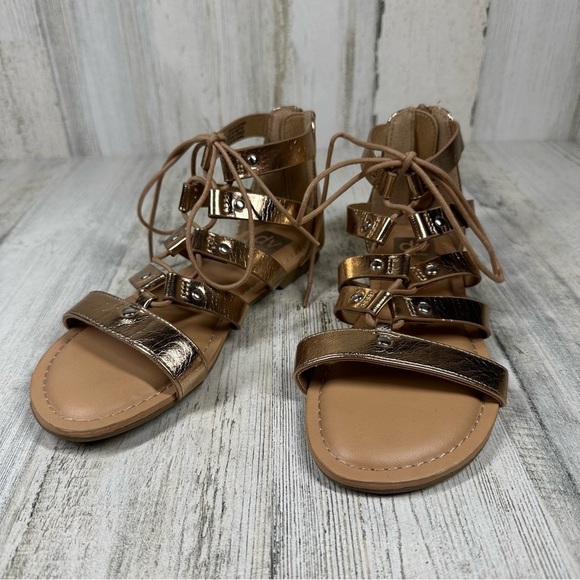 Dolce Vita Girls Curse Gladiator Sandals Lace Up Faux Leather Rose Gold #1012 - Picture 4 of 13